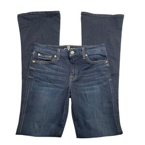 7 For All Mankind Women’s Flare Jeans Size 28 Dark Wash Embroidered Pockets